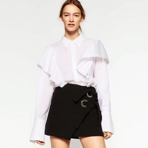Zara Grommet Wrap Style Black Mini Skirt